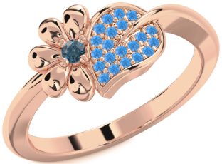 London Blue Topaz & Swiss Blue Topaz Rose Gold Daisy Ring