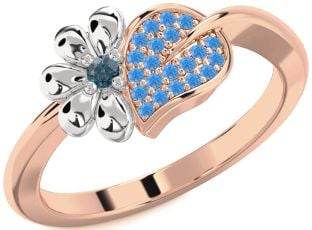 London Blue Topaz & Swiss Blue Topaz Platinum & Rose Gold Daisy Ring