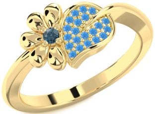 London Blue Topaz & Swiss Blue Topaz Gold Daisy Ring