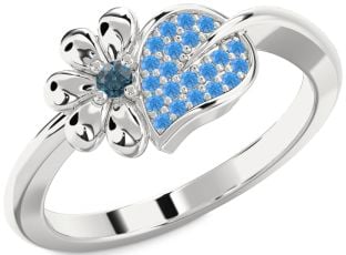 London Blue Topaz & Swiss Blue Topaz Platinum Daisy Ring