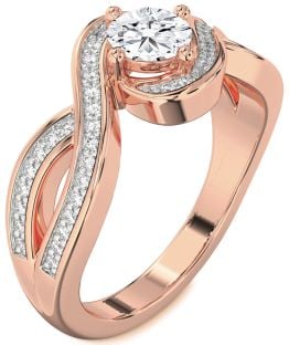 Diamond Rose Gold Infinity Round Solitaire Pave Engagement Ring