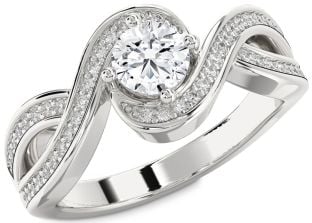 Diamond Platinum Infinity Round Solitaire Pave Engagement Ring