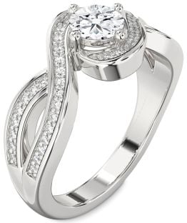 Diamond Platinum Infinity Round Solitaire Pave Engagement Ring