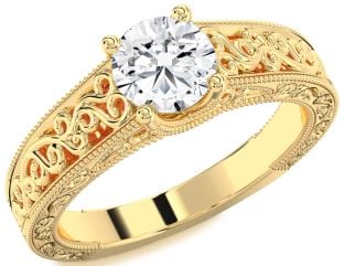 Diamond Gold Knot Round Vintage Engagement Ring