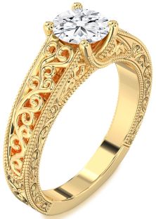 Diamond Gold Knot Round Vintage Engagement Ring