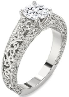 Diamond Platinum Knot Round Vintage Engagement Ring