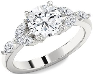 Diamond Silver Round Engagement Ring