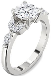 Diamond Silver Round Engagement Ring