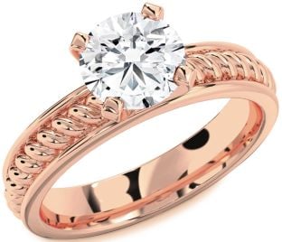 Diamond Rose Gold Knot Round Solitaire Engagement Ring