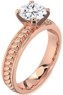 Diamond Rose Gold Knot Round Solitaire Engagement Ring