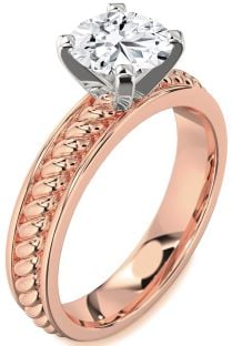 Diamond Platinum & Rose Gold Knot Round Solitaire Engagement Ring