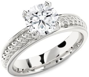 Diamond Platinum Knot Round Solitaire Engagement Ring