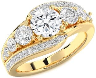 Diamond Gold Silver Round Engagement Ring