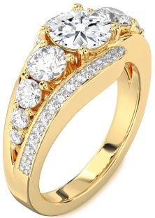 Diamond Gold Silver Round Engagement Ring