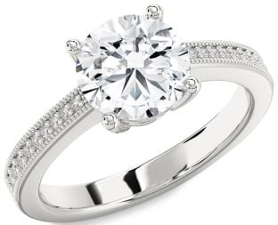 Diamond White Gold Round Vintage Pave Engagement Ring