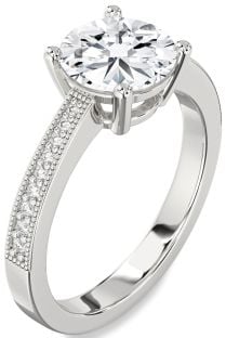 Diamond White Gold Round Vintage Pave Engagement Ring
