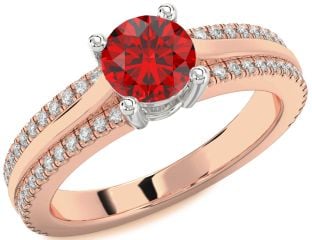 Diamond Ruby Platinum & Rose Gold Round Solitaire Engagement Ring