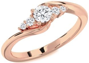 Diamond Rose Gold Silver Round Promise Ring