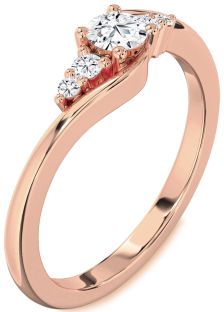 Diamond Rose Gold Silver Round Promise Ring