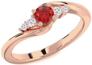 Diamond Ruby Rose Gold Round Promise Ring