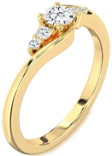 Diamond Gold Silver Round Promise Ring