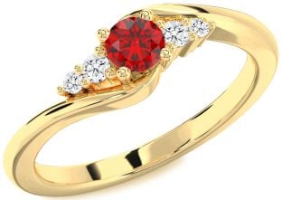 Diamond Ruby Gold Round Promise Ring