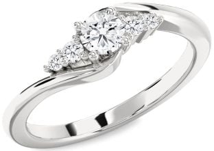 Diamond Silver Round Promise Ring