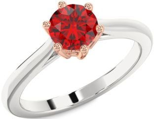 Ruby Platinum & Rose Gold Round Solitaire Engagement Ring