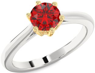 Ruby Platinum & Yellow Gold Round Solitaire Engagement Ring