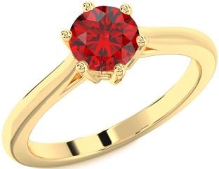 Ruby Gold Round Solitaire Engagement Ring