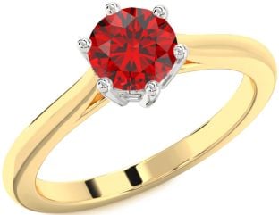 Ruby Platinum & Yellow Gold Round Solitaire Engagement Ring