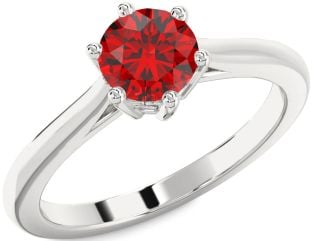 Ruby Platinum Round Solitaire Engagement Ring
