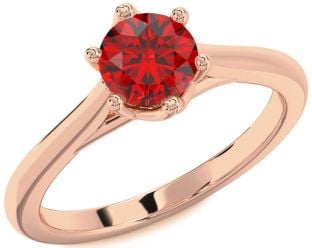 Ruby Rose Gold Round Solitaire Engagement Ring