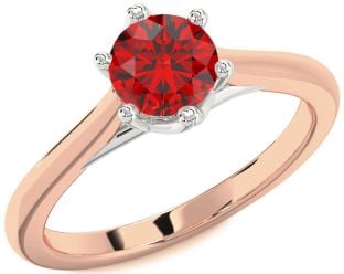 Ruby White Rose Gold Round Solitaire Engagement Ring