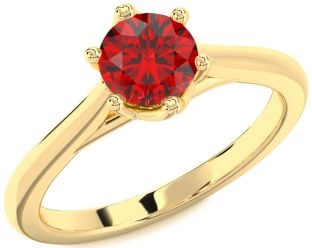 Ruby Gold Round Solitaire Engagement Ring