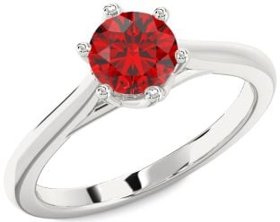 Ruby Platinum Round Solitaire Engagement Ring