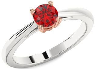 Ruby White Rose Gold Round Solitaire Engagement Ring