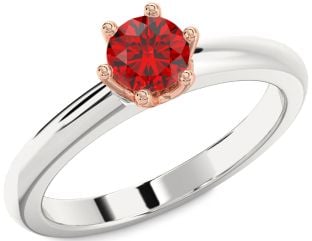 Ruby White Rose Gold Round Solitaire Engagement Ring