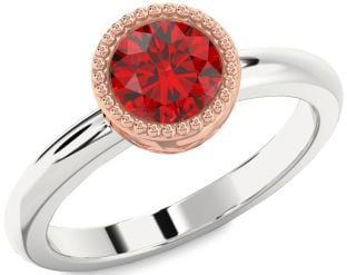 Ruby White Rose Gold Round Vintage Engagement Ring