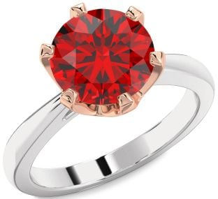 Ruby White Rose Gold Round Solitaire Engagement Ring