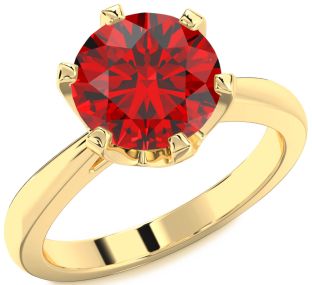 Ruby Gold Round Solitaire Engagement Ring