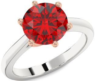 Ruby Platinum & Rose Gold Round Solitaire Engagement Ring