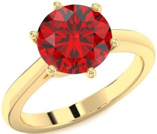Ruby Gold Round Solitaire Engagement Ring