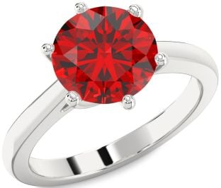 Ruby Platinum Round Solitaire Engagement Ring