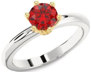 Ruby Platinum & Yellow Gold Round Solitaire Engagement Ring