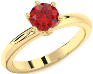 Ruby Gold Round Solitaire Engagement Ring