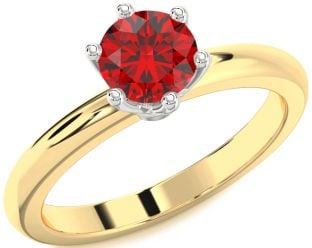 Ruby Platinum & Yellow Gold Round Solitaire Engagement Ring