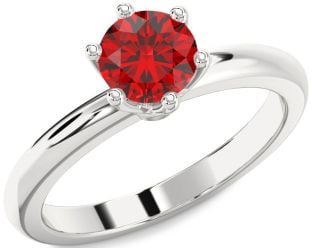 Ruby Platinum Round Solitaire Engagement Ring