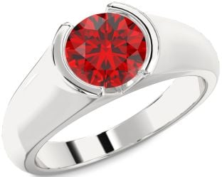 Ruby Platinum Round Solitaire Engagement Ring