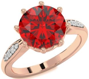 Diamond Ruby Rose Gold Round Solitaire Engagement Ring